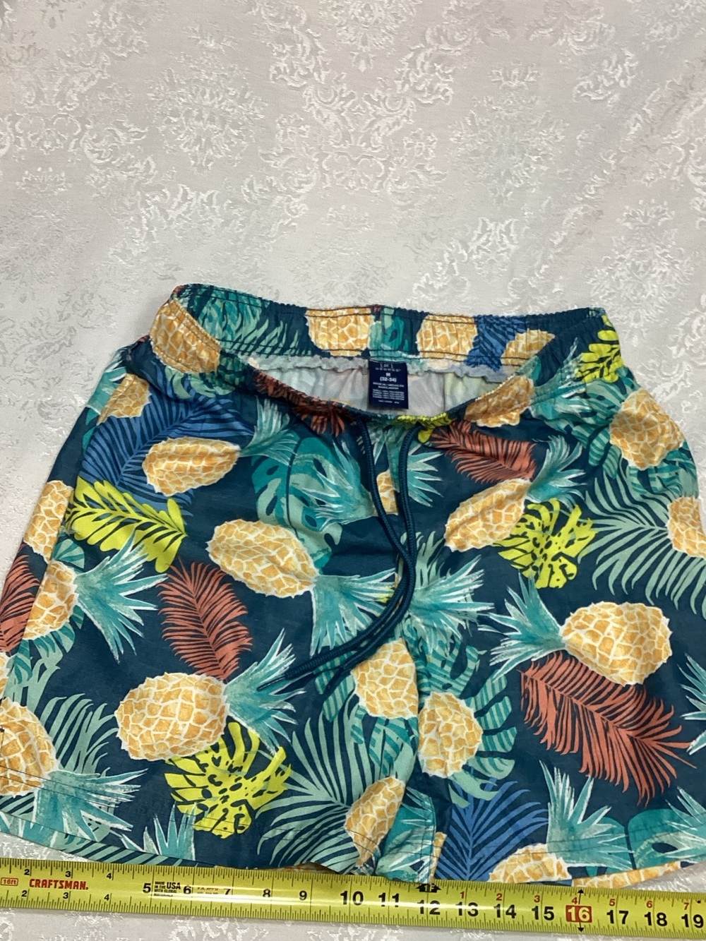 George Tropical Pineapple Swim Shorts - Teal & Yellow